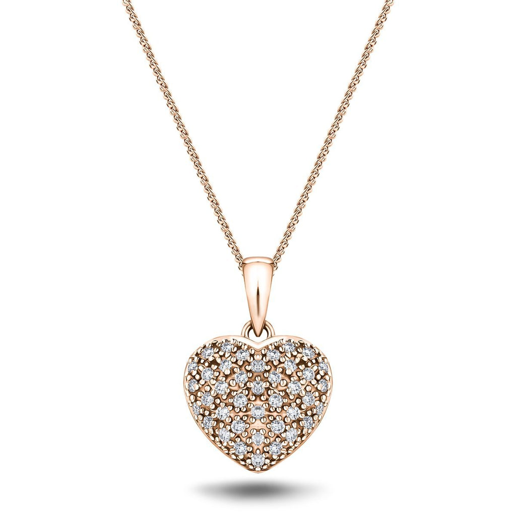 18K Rose Gold 0.20ct Diamond Heart Pendant - All Diamond