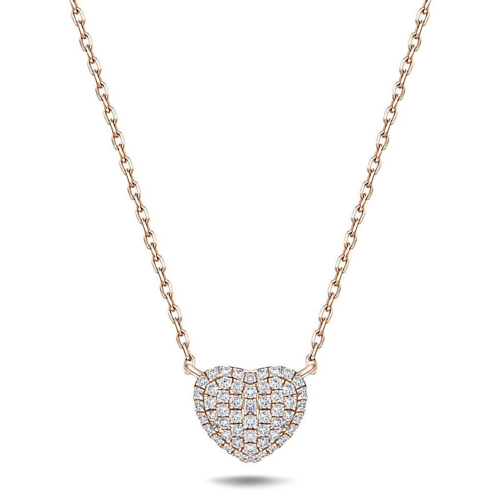 18K Rose Gold 0.50ct Diamond Heart Necklace - All Diamond