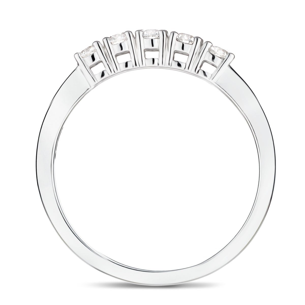 18k White Gold 5 Stone Diamond Eternity Ring 0.50ct in G/SI Quality - All Diamond