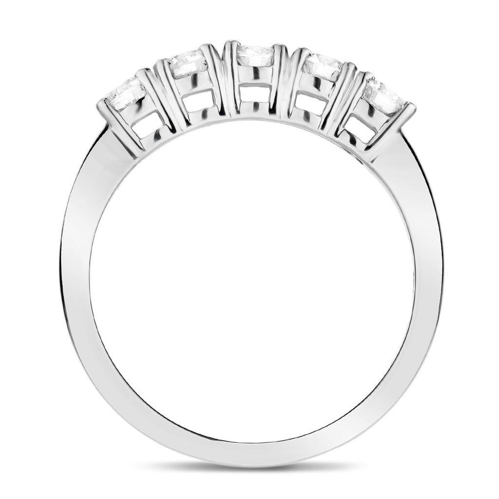 18k White Gold 5 Stone Diamond Eternity Ring 0.80ct in G/SI Quality - All Diamond