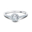 18k White Gold Halo Engagement Ring Side Stones 0.40ct G/SI Quality - All Diamond