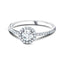 18k White Gold Halo Engagement Ring Side Stones 0.50ct G/SI Quality - All Diamond
