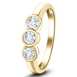 18k Yellow Gold 0.55ct G/SI Diamond Three Stone Bezel Set Ring - All Diamond