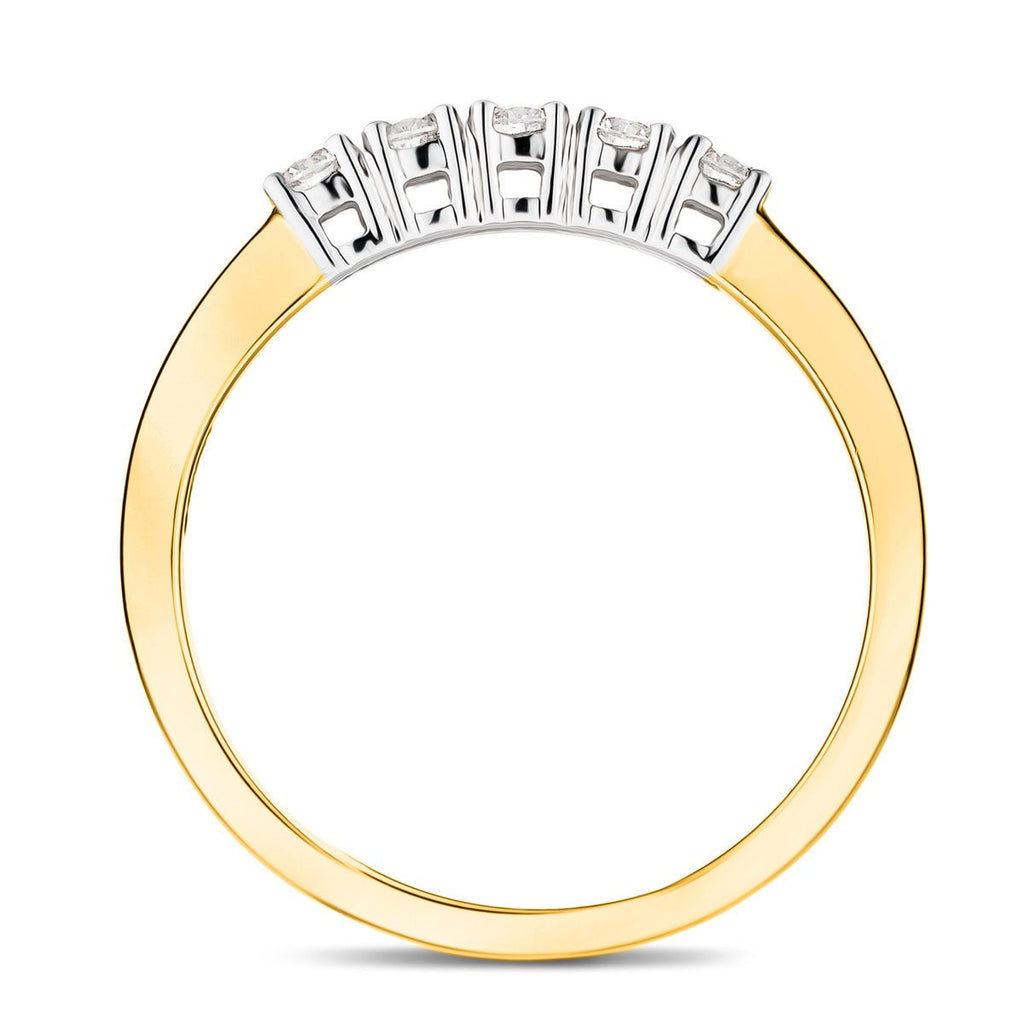 18k Yellow Gold 5 Stone Diamond Eternity Ring 0.33ct in G/SI Quality - All Diamond