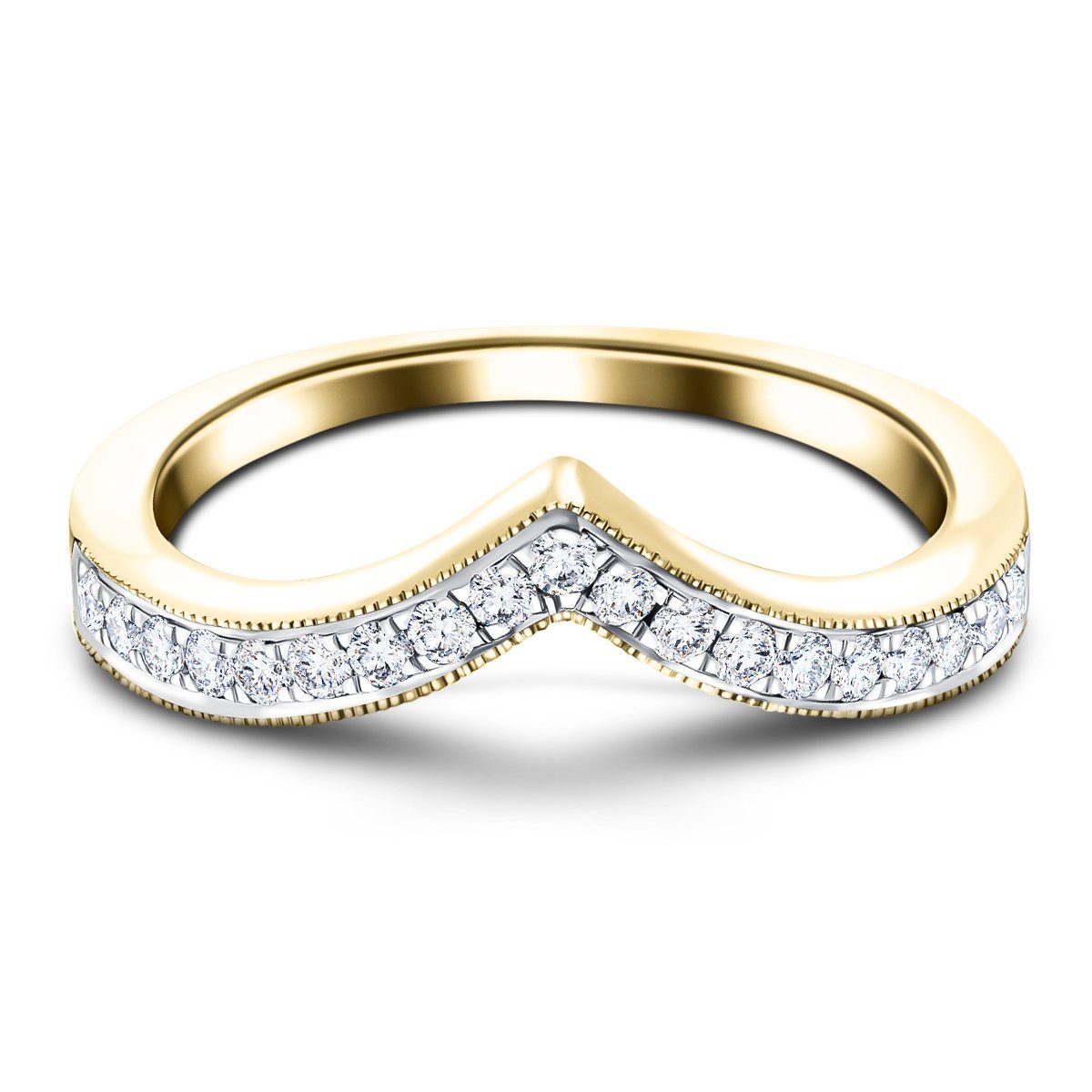 19 Stone Diamond Wishbone Ring 0.25ct G/SI Diamonds in 18k Yellow Gold - All Diamond