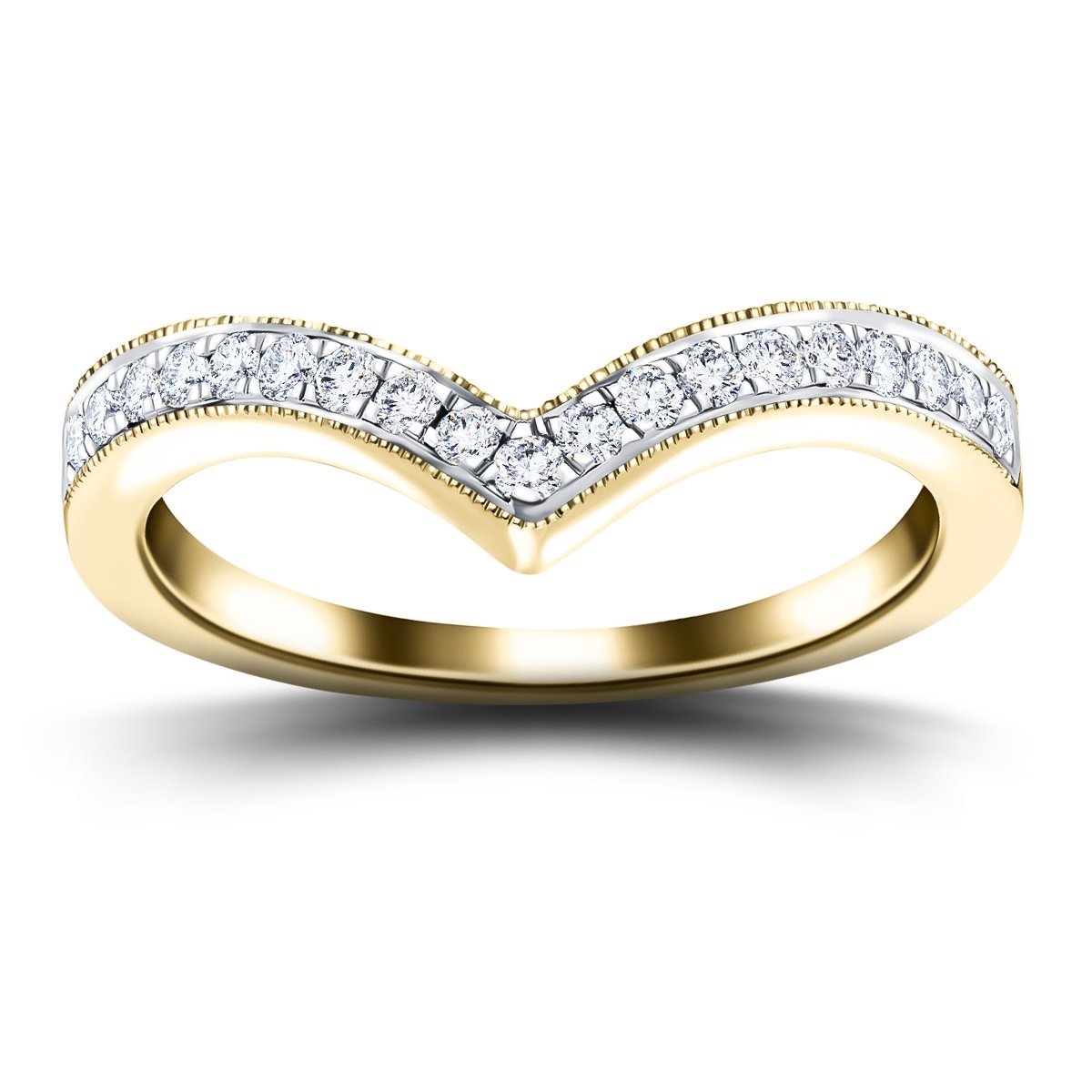 19 Stone Diamond Wishbone Ring 0.25ct G/SI Diamonds in 18k Yellow Gold - All Diamond