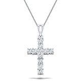 2.00ct Classic Claw Set Diamond Cross Pendant in 18K White Gold - All Diamond