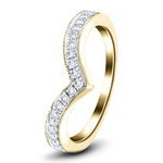 21 Stone Diamond Wishbone Ring 0.10ct G/SI Diamonds in 18k Yellow Gold - All Diamond