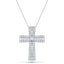 3.00ct Baguette and Round Cut Claw Set Diamond Cross in 18k White Gold - All Diamond