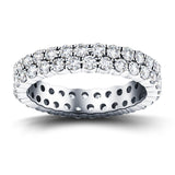 44 Stone Two Row Full Eternity Ring 4.00ct Diamond 18k White Gold - All Diamond