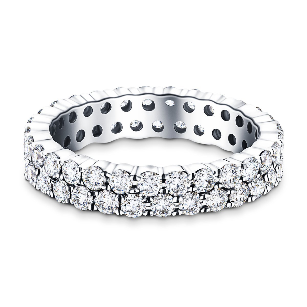 44 Stone Two Row Full Eternity Ring 4.00ct Diamond Platinum - All Diamond