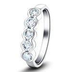 5 Stone Semi Bezel Set Diamond Ring 0.75ct G/SI in Platinum - All Diamond