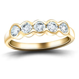 5 Stone Semi Bezel Set Diamond Ring 1.35ct G/SI in 18k Yellow Gold - All Diamond