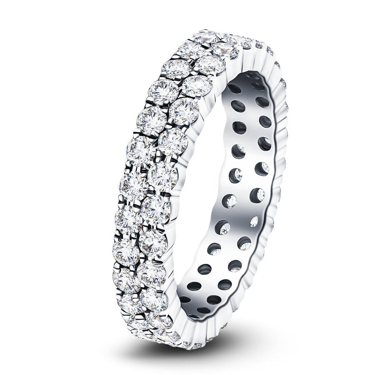 56 Stone Two Row Full Eternity Ring 2.00ct Diamond Platinum - All Diamond