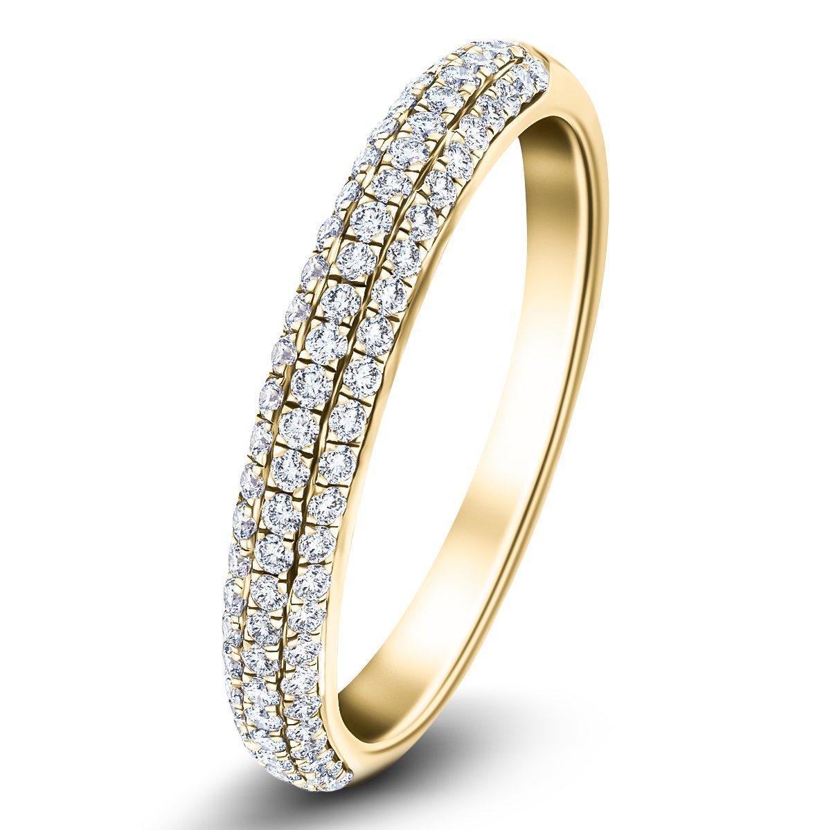 61 Stone Pave Diamond Half Eternity Ring 0.55ct G/SI 18k Yellow Gold - All Diamond