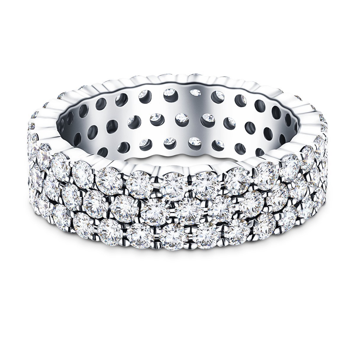 66 Stone Three Row Full Eternity Ring 6.00ct Diamond Platinum - All Diamond