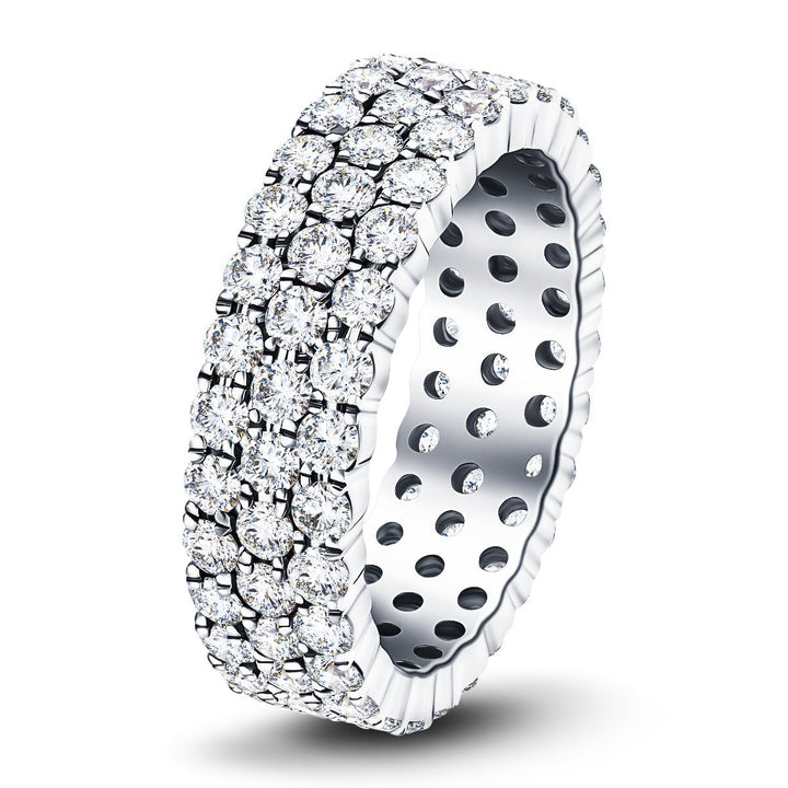 66 Stone Three Row Full Eternity Ring 6.00ct Diamond Platinum
