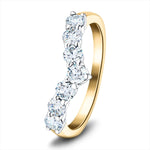 7 Stone Diamond Wishbone Ring 0.80ct G/SI Diamonds in 18k Yellow Gold - All Diamond