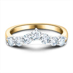 7 Stone Diamond Wishbone Ring 0.80ct G/SI Diamonds in 18k Yellow Gold - All Diamond