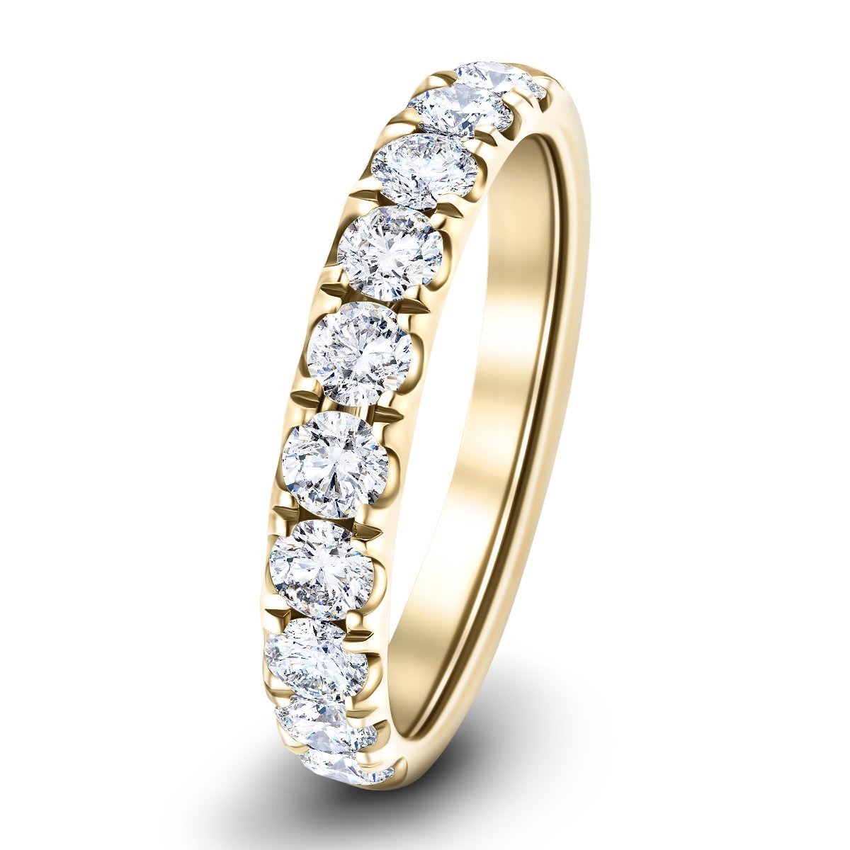 7 Stone Half Eternity Ring 2.20ct G/SI Diamonds in 18k Yellow Gold - All Diamond