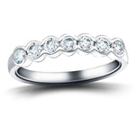 7 Stone Semi Bezel Set Diamond Ring 0.75ct G/SI in 18k White Gold - All Diamond
