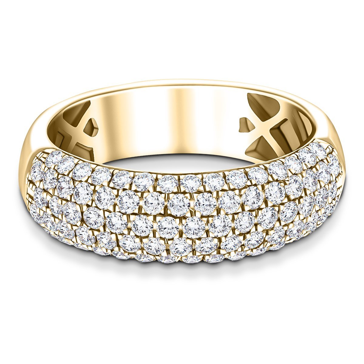 77 Stone Pave Diamond Half Eternity Ring 1.00ct G/SI 18k Yellow Gold - All Diamond