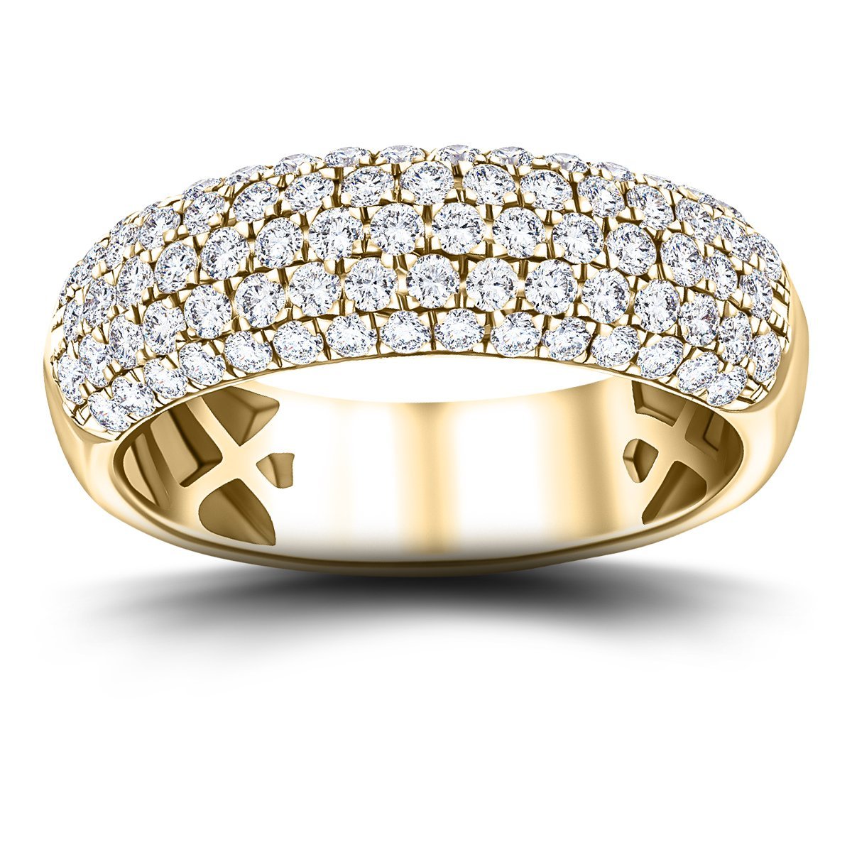 77 Stone Pave Diamond Half Eternity Ring 1.00ct G/SI 18k Yellow Gold - All Diamond