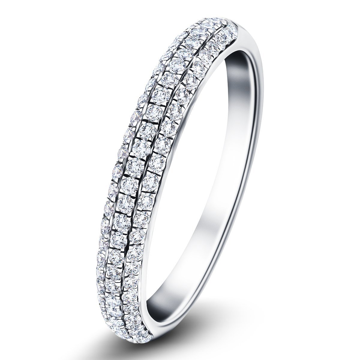 79 Stone Pave Diamond Half Eternity Ring 0.40ct G/SI 18k White Gold - All Diamond