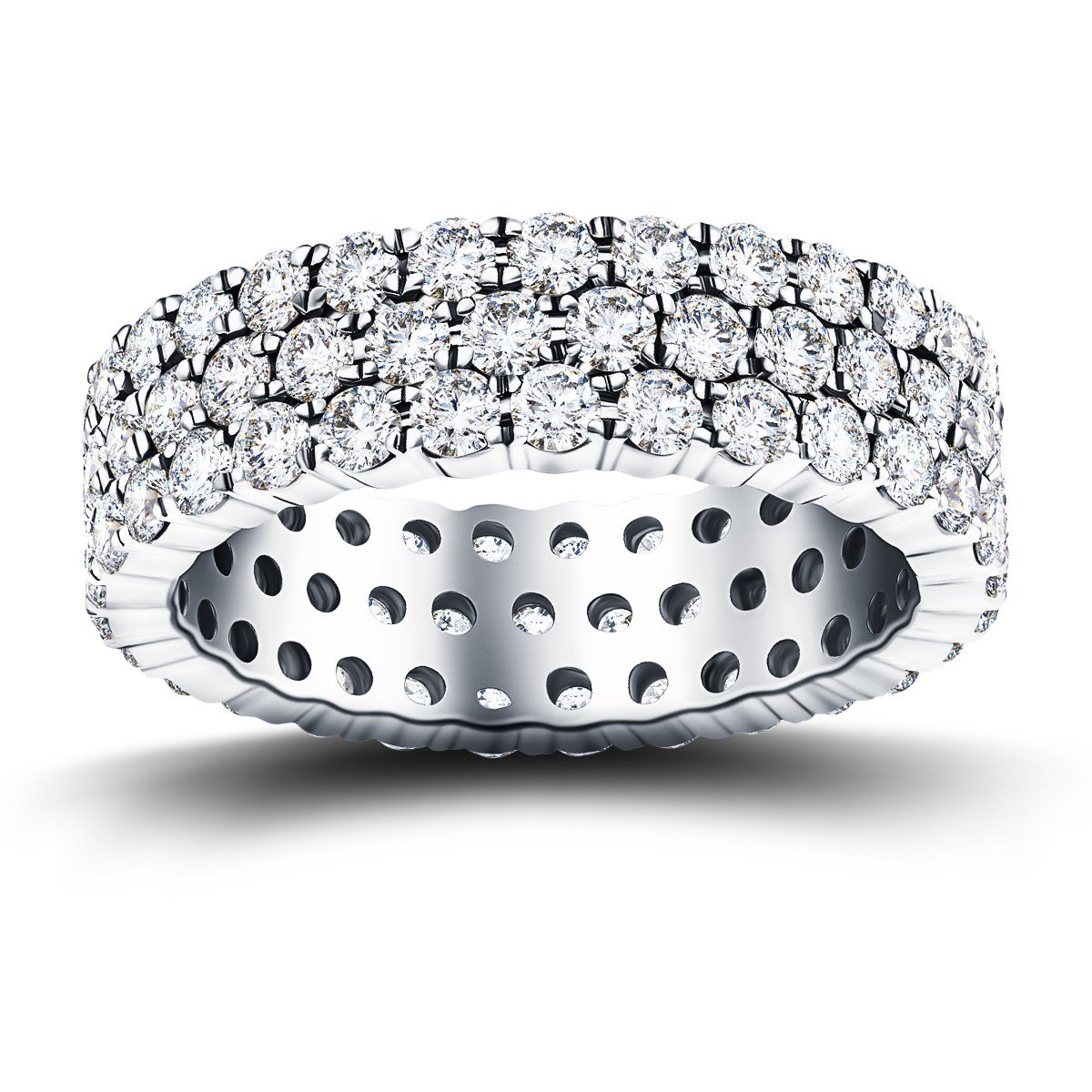 87 Stone Three Row Full Eternity Ring 3.00ct Diamond Platinum - All Diamond