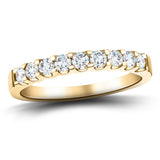 9 Stone Half Eternity Ring 0.50ct G/SI Diamonds in 18k Yellow Gold 2.8mm - All Diamond