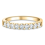 9 Stone Half Eternity Ring 0.50ct G/SI Diamonds in 18k Yellow Gold 2.8mm - All Diamond
