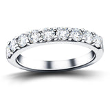 9 Stone Half Eternity Ring 1.00ct G/SI Diamonds in 18k White Gold 3.3mm - All Diamond