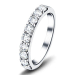 9 Stone Half Eternity Ring 1.00ct G/SI Diamonds in 18k White Gold 3.3mm - All Diamond