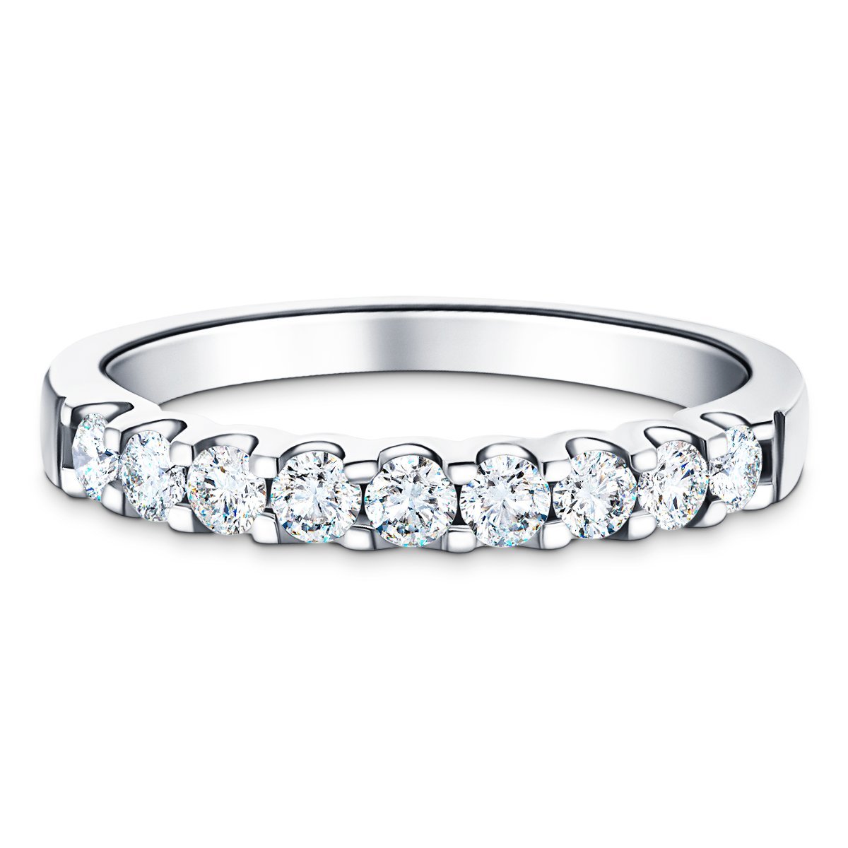 9 Stone Half Eternity Ring 1.00ct G/SI Diamonds in Platinum 3.5mm - All Diamond