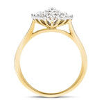 9k Yellow Gold Diamond Cluster Ring 0.60ct G/SI Quality - All Diamond