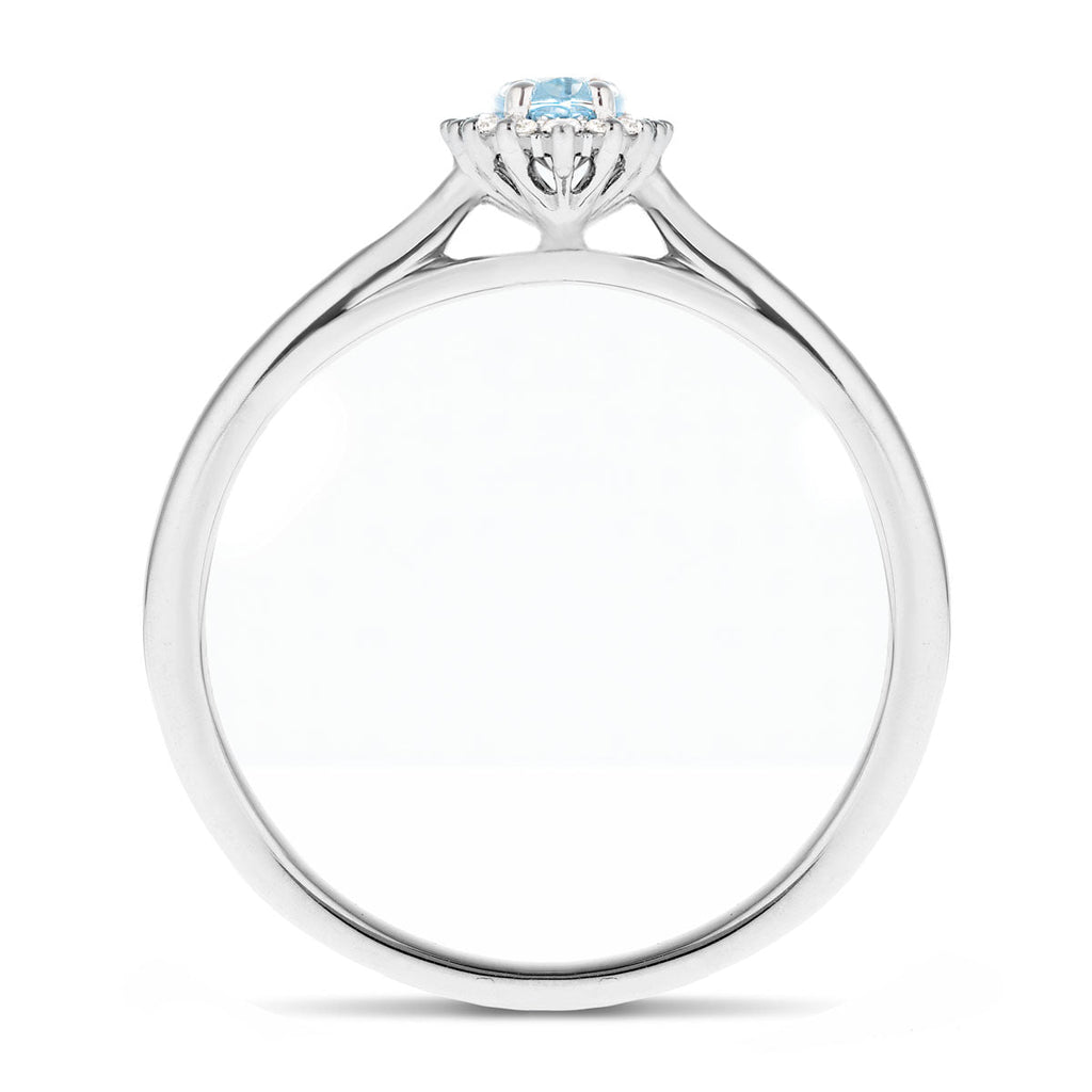 Aquamarine 0.20ct and Diamond 0.05ct Ring In 9k White Gold - All Diamond