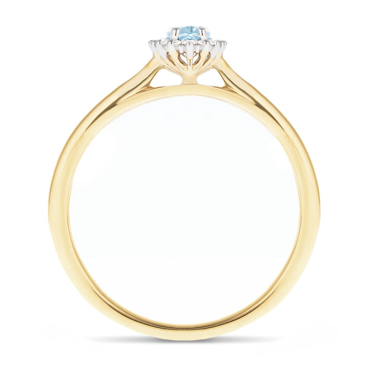 Aquamarine 0.20ct and Diamond 0.05ct Ring In 9k Yellow Gold - All Diamond