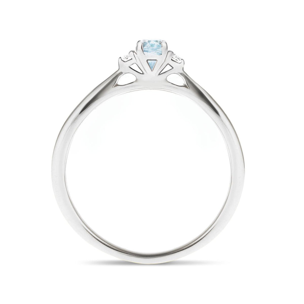 Aquamarine 0.25ct Diamond 0.05ct Three Stone Ring 9k White Gold - All Diamond