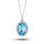 Aquamarine 3.20ct & 0.36ct G/SI Diamond Necklace in 18k White Gold - All Diamond