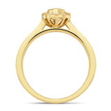 Art Deco Cushion Yellow Diamond 0.65ct Rub Over Ring in 18k Yellow Gold - All Diamond