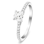 Asscher Cut Diamond Side Stone Engagement Ring 0.55ct G/SI in 18k White Gold - All Diamond