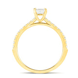 Asscher Cut Diamond Side Stone Engagement Ring 0.55ct G/SI in 18k Yellow Gold - All Diamond