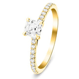 Asscher Cut Diamond Side Stone Engagement Ring 0.55ct G/SI in 18k Yellow Gold - All Diamond