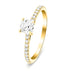 Asscher Cut Diamond Side Stone Engagement Ring 0.55ct G/SI in 18k Yellow Gold - All Diamond