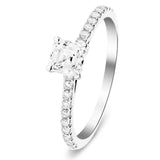 Asscher Cut Diamond Side Stone Engagement Ring 0.55ct G/SI in Platinum - All Diamond