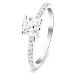 Asscher Cut Diamond Side Stone Engagement Ring 1.00ct E/VS in 18k White Gold - All Diamond