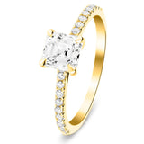 Asscher Cut Diamond Side Stone Engagement Ring 1.30ct G/SI in 18k Yellow Gold - All Diamond