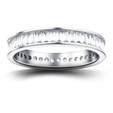 Baguette Channel Diamond Full Eternity Ring 1.15ct 18k White Gold 3.4mm - All Diamond