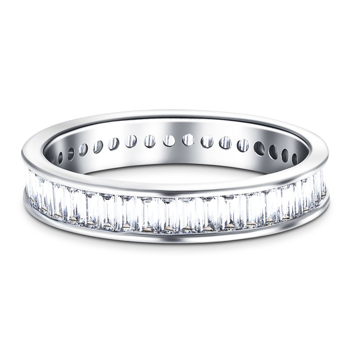 Baguette Channel Diamond Full Eternity Ring 1.50ct in Platinum 4.0mm - All Diamond