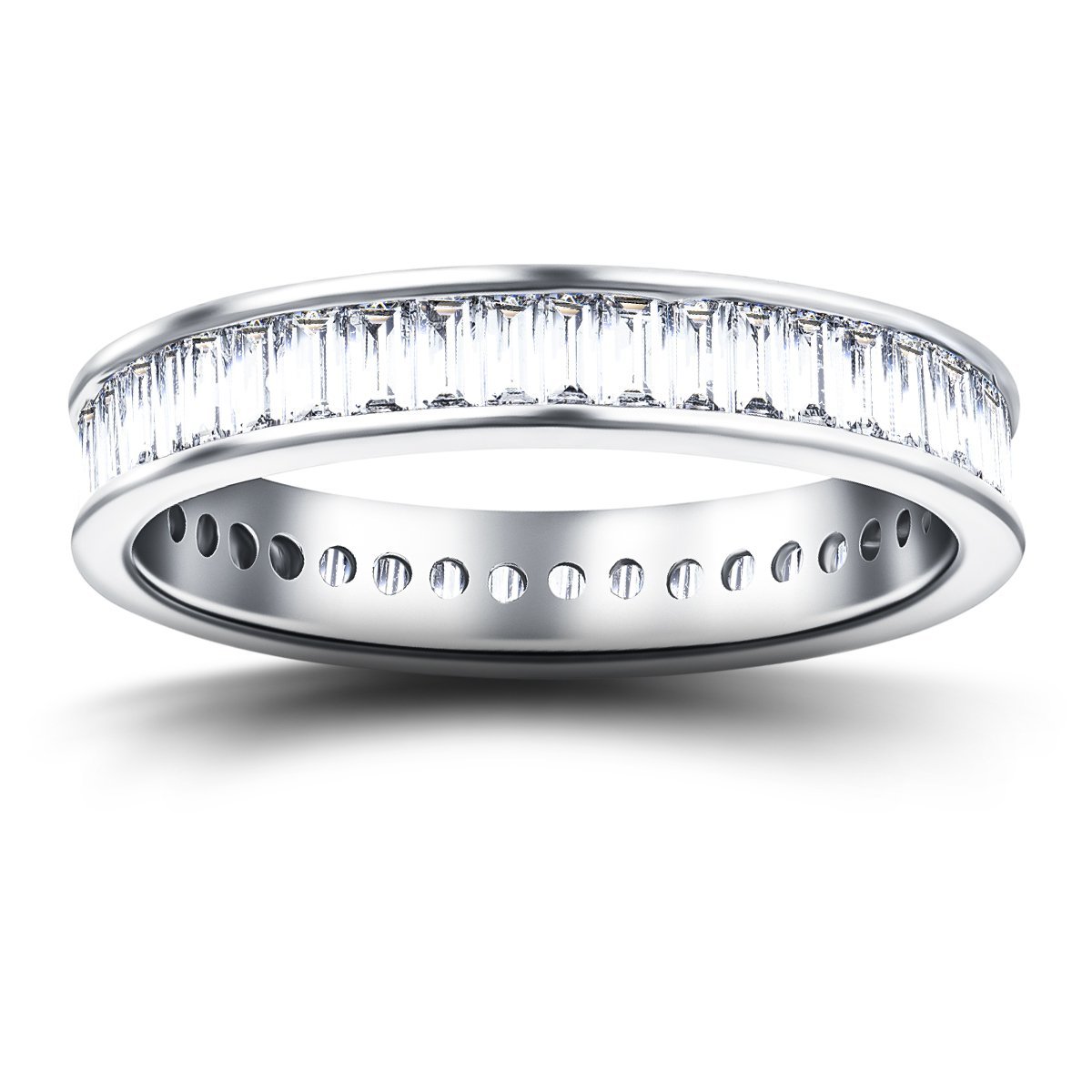 Baguette Channel Diamond Full Eternity Ring 1.75ct in Platinum 4.6mm - All Diamond